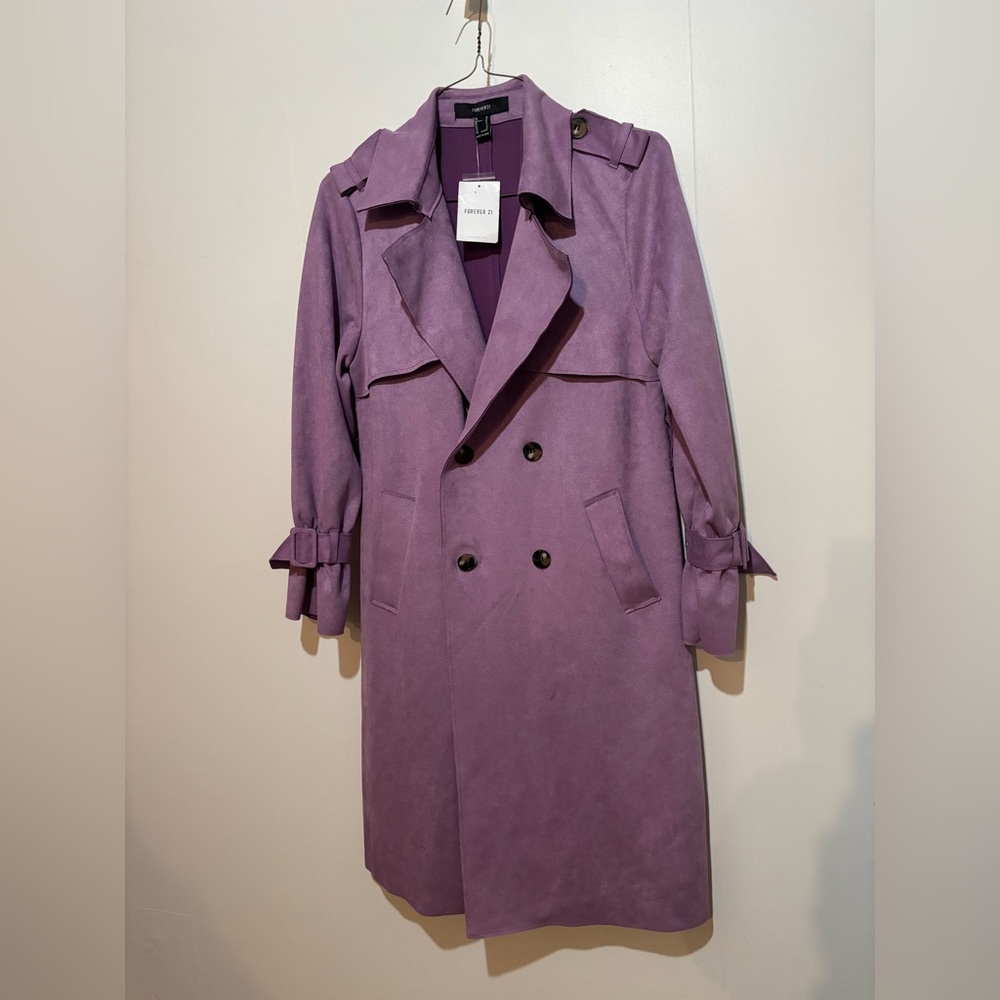 Trench coat, long trench coat wrap, Faux suede trench coat